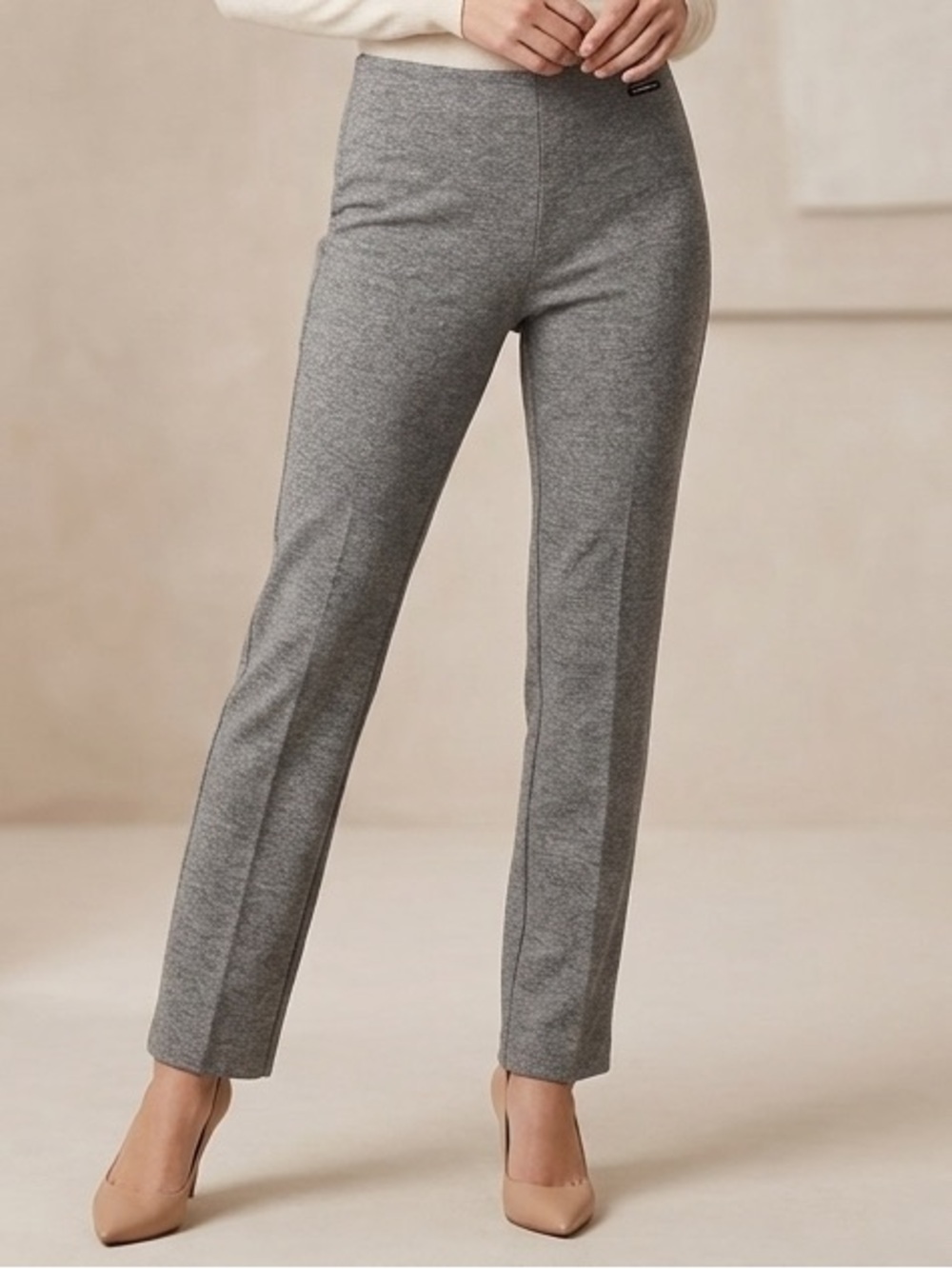 New York & Company Gray Knit Stretch Pants with Ankle Zippers Size 2